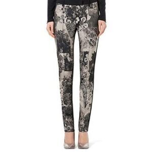Marc Cain Floral Cigarette Trousers Brocade Gothic Glamour N1/US4 Black Grey
